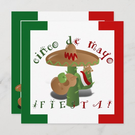 Fiesta Cactus met gitaar & danspeppers Kaart (Voorkant / Achterkant)