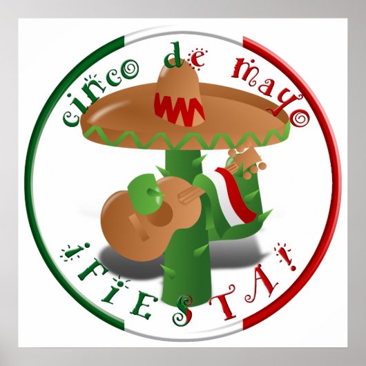 Fiesta Cactus met gitaar & danspeppers Poster (Voorkant)