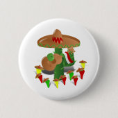 Fiesta Cactus met gitaar & danspeppers Ronde Button 5,7 Cm (Voorkant)