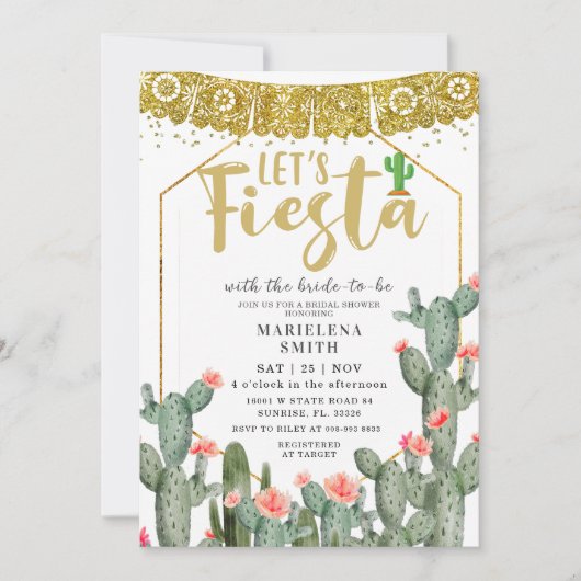 Fiesta Cactus Mexicaans Vrijgezellenfeest Kaart (Voorkant)