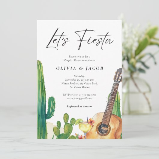 Fiesta Cactus Mexicaanse Koppels Douche Kaart (Staand voorkant)