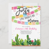 Fiesta Cactus Mexican Birthday Invitation Kaart (Voorkant)