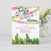 Fiesta Cactus Mexican Birthday Invitation Kaart (Staand voorkant)