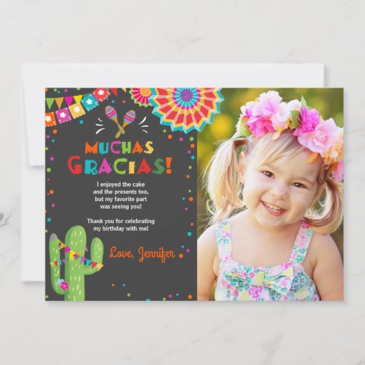 Fiesta Cactus Mexican Nacho Gemiddelde Muchas Grac Kaart (Voorkant)