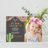 Fiesta Cactus Mexican Nacho Gemiddelde Muchas Grac Kaart (Staand voorkant)