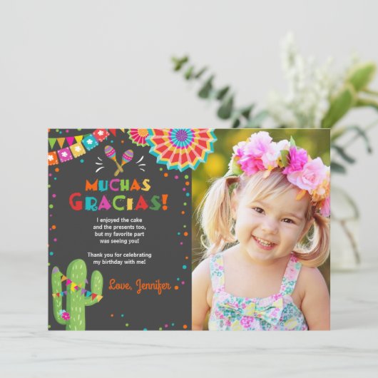 Fiesta Cactus Mexican Nacho Gemiddelde Muchas Grac Kaart (Staand voorkant)