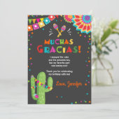 Fiesta Cactus Mexican Nacho Gemiddelde Muchas Grac Kaart (Staand voorkant)