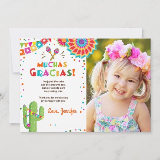 Fiesta Cactus Mexican Nacho Gemiddelde Muchas Grac Kaart (Voorkant)