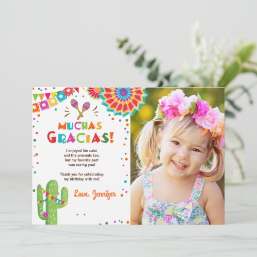 Fiesta Cactus Mexican Nacho Gemiddelde Muchas Grac Kaart (Staand voorkant)