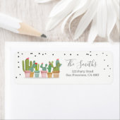 Fiesta Cactus Mexican Pastel Waterverf Etiket (Insitu)