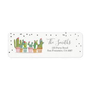 Fiesta Cactus Mexican Pastel Waterverf Etiket