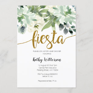 Fiesta Cactus Modern Baby shower Greenery Kaart