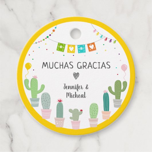 Fiesta Cactus Muchas Gracias Baby shower Dank u Bedankjes Labels (Voorkant)