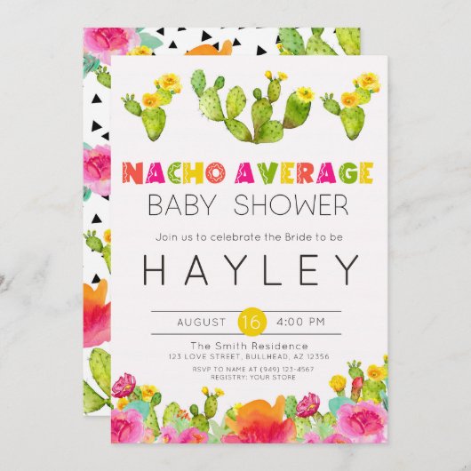 Fiesta Cactus Nacho Gemiddeld Baby shower Kaart (Voorkant / Achterkant)