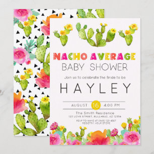 Fiesta Cactus Nacho Gemiddeld Baby shower Kaart