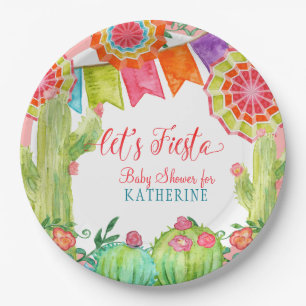 Fiesta Cactus Pink Baby shower Girl Banner Pennant Papieren Bordje