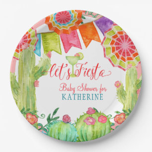 Fiesta Cactus Pink Baby shower Girl Margarita Art Papieren Bordje
