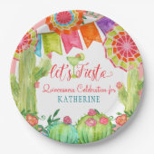 Fiesta Cactus Pink Quinceanera 15e verjaardag Papieren Bordje (Voorkant)