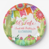 Fiesta Cactus Pink Sweet 16th Birthday Party Papieren Bordje (Voorkant)