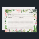 Fiesta Cactus Receptkaart Bruiloft Succulent<br><div class="desc">Rustieke fiesta receptkaart met waterverf succulenten,  roze rozen en moderne kalligrafie lettertype.</div>