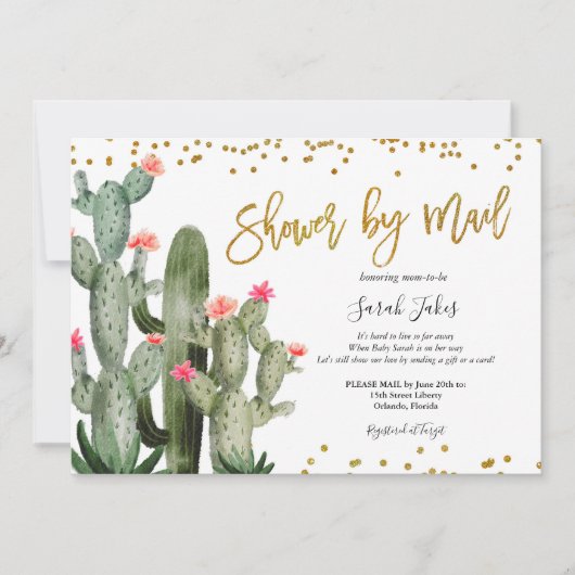 Fiesta Cactus Shower by Mail Invitation Kaart (Voorkant)