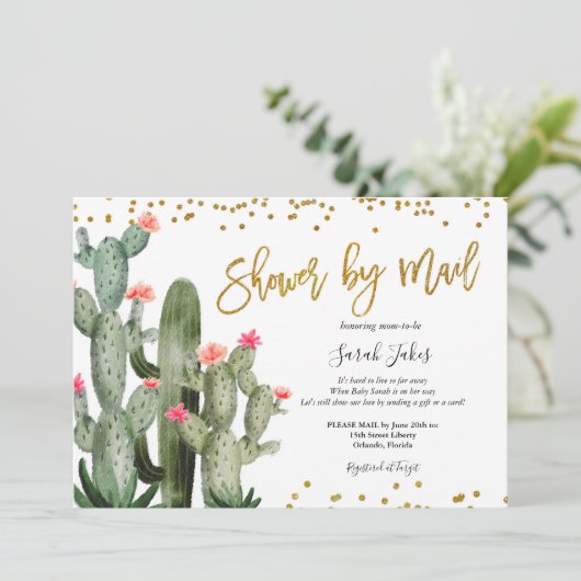 Fiesta Cactus Shower by Mail Invitation Kaart (Staand voorkant)