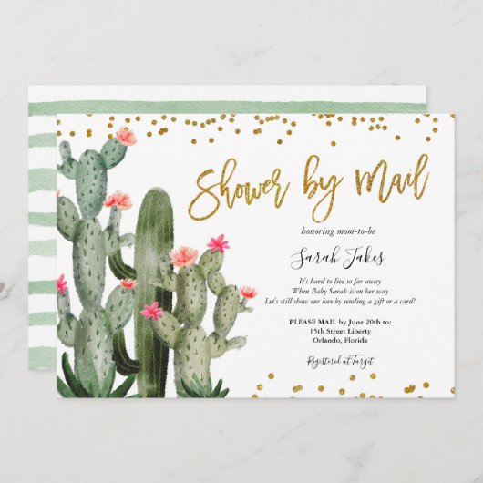 Fiesta Cactus Shower by Mail Invitation Kaart (Voorkant / Achterkant)
