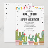 Fiesta Cactus Succulent Mexicaanse bruiloft uitnod Kaart (Voorkant / Achterkant)