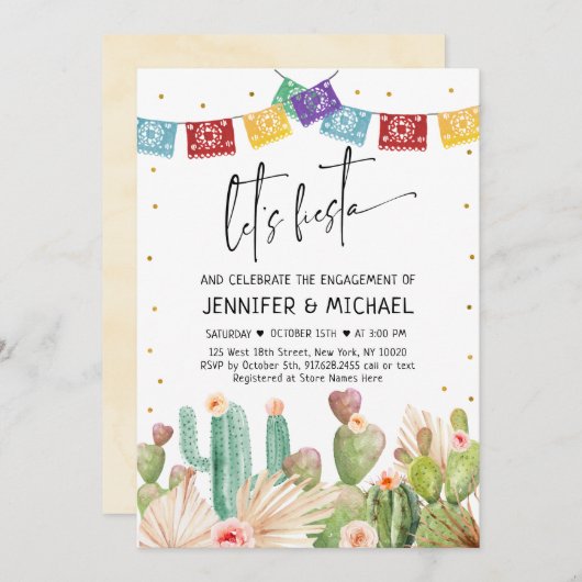 Fiesta Cactus Succulent Verloving Kaart (Voorkant / Achterkant)