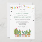 Fiesta Cactus Succulent Waterverf Pastel Wedding Kaart (Voorkant)