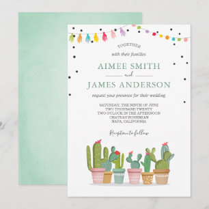 Fiesta Cactus Succulent Waterverf Pastel Wedding Kaart