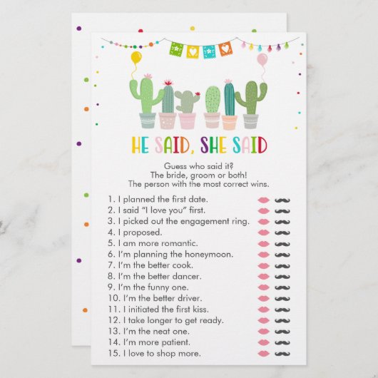 Fiesta Cactus Succulent zei dat ze Game zei (Voorkant / Achterkant)