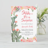 Fiesta Cactus Surprise Birthday Invitation Kaart (Staand voorkant)