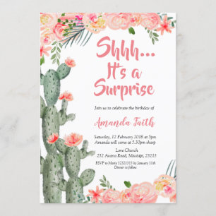 Fiesta Cactus Surprise Birthday Invitation Kaart
