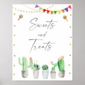 Fiesta Cactus Sweets and Trees Birthday Sign Poster (Voorkant)