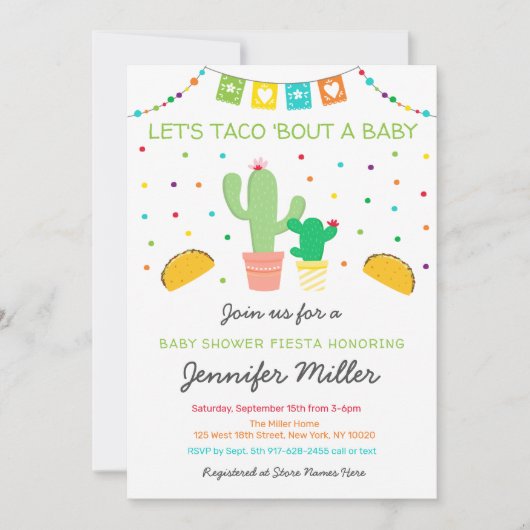 Fiesta Cactus Taco Bout A Baby shower Kaart (Voorkant)