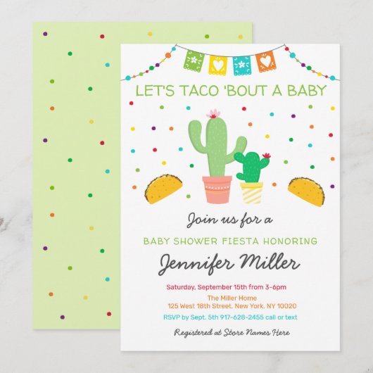 Fiesta Cactus Taco Bout A Baby shower Kaart (Voorkant / Achterkant)