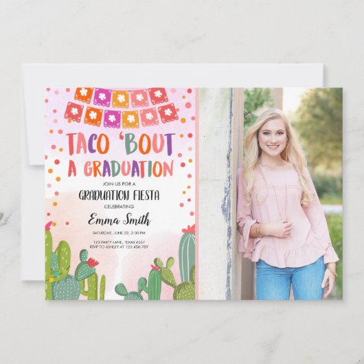 Fiesta Cactus Taco Bout Afstuderen foto Kaart (Voorkant)