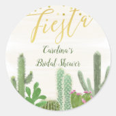 Fiesta Cactus Taco Bout Love Gold Vrijgezellenfees Ronde Sticker (Voorkant)