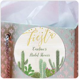 Fiesta Cactus Taco Bout Love Gold Vrijgezellenfees Ronde Sticker