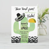 Fiesta Cactus Taco over Fun Birthday Party Kaart (Staand voorkant)