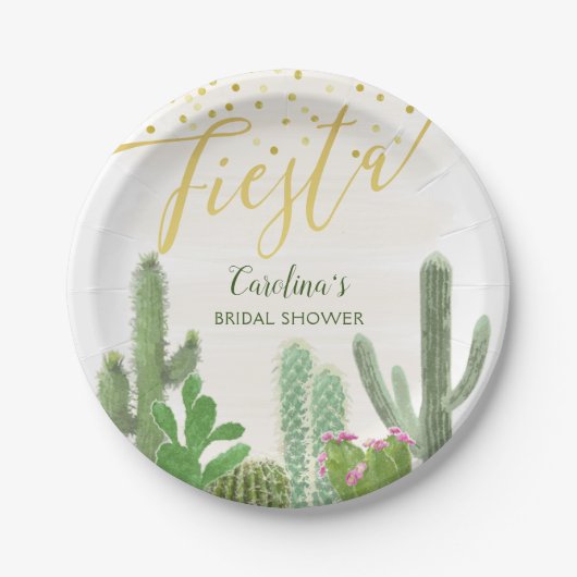 Fiesta Cactus Taco Over Love Bruiloftsfeestje Papieren Bordje (Voorkant)