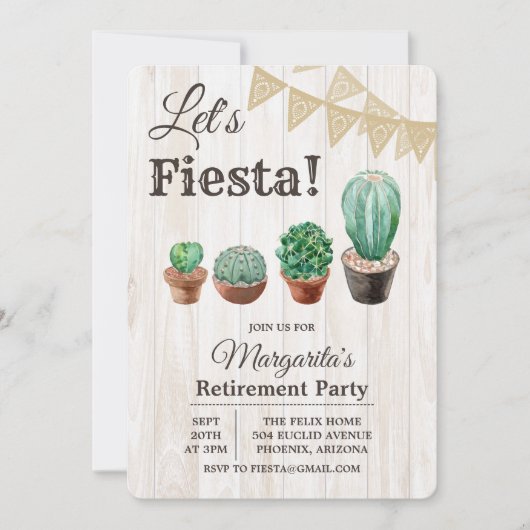 Fiesta Cactus Uitnodiging tot pensioen (Voorkant)