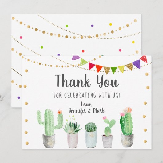 Fiesta Cactus Vrijgezellenfeest Hartelijk dank Bedankkaart (Voorkant / Achterkant)