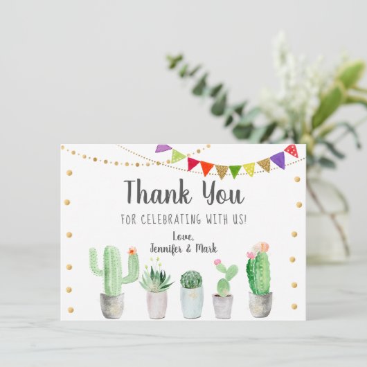 Fiesta Cactus Vrijgezellenfeest Hartelijk dank Bedankkaart (Staand voorkant)