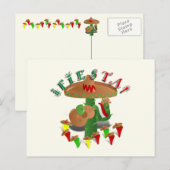 Fiesta Cactus w/Sombrero & Guitar Briefkaart (Voorkant / Achterkant)