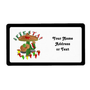 Fiesta Cactus w/Sombrero & Guitar Etiket