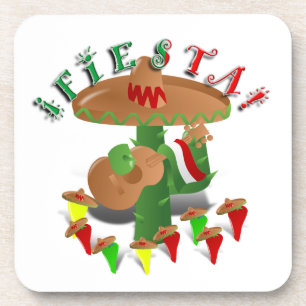 Fiesta Cactus w/Sombrero & Guitar Onderzetter