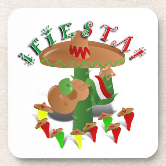 Fiesta Cactus w/Sombrero & Guitar Onderzetter (Voorkant)