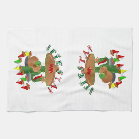 Fiesta Cactus w/Sombrero & Guitar Theedoek (Horizontaal)